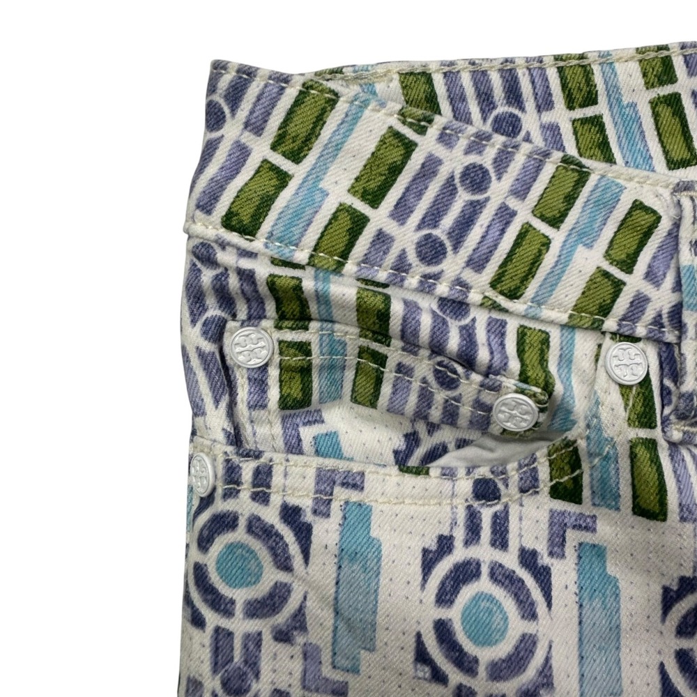 Tory Burch Printed Women's Size 28 Geometric Pattern Skinny Jeans 27" Inseam - Picture 8 of 16